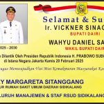 Ucapan Selamat & Sukses Pelantikan Bupati Dairi Vickner Sinaga – Wahyu Daniel Sagala Dari RSUD Sidikalang