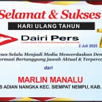 Iklan Ucapan Selamat HUT Dairi Pers ke 7 Dari Kepala Desa Adian Nangka Kab. Dairi