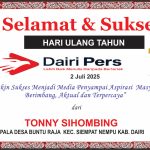 Iklan Ucapan Selamat HUT Dairi Pers ke 7 Dari Kepala Desa Buntu Raja Kab. Dairi