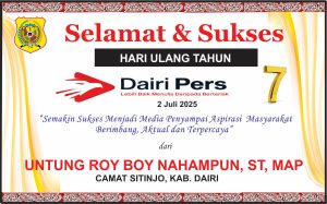 Iklan Ucapan Selamat HUT Dairi Pers ke 7 Dari Camat Sitinjo  Kab. Dairi