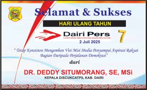 Iklan Ucapan Selamat HUT Dairi Pers ke 7 Dari Kepala Disduk Capil Kab. Dairi