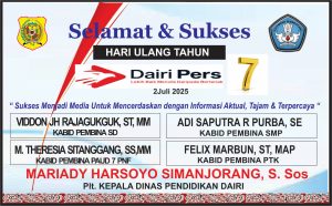 Iklan Ucapan Selamat HUT Dairi Pers ke 7 Dari Dinas Pendidikan Kab. Dairi