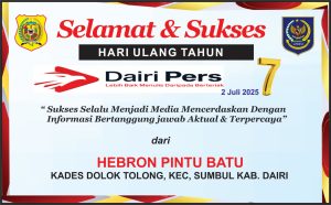 Iklan Ucapan Selamat HUT Dairi Pers ke 7 Dari Kepala Desa Dolok Tolong Kab. Dairi