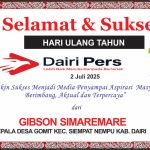 Iklan Ucapan Selamat HUT Dairi Pers ke 7 Dari Kepala Desa Gomit Kab. Dairi