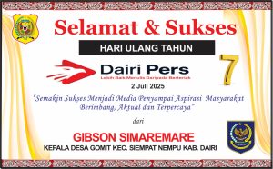 Iklan Ucapan Selamat HUT Dairi Pers ke 7 Dari Kepala Desa Gomit Kab. Dairi