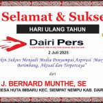 Iklan Ucapan Selamat HUT Dairi Pers ke 7 Dari Kepala Desa Huta Imbaru Kab. Dairi