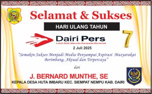 Iklan Ucapan Selamat HUT Dairi Pers ke 7 Dari Kepala Desa Huta Imbaru Kab. Dairi
