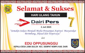 Iklan Ucapan Selamat HUT Dairi Pers ke 7 Dari Kepala Desa Juma Siulok Kab. Dairi