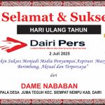 Iklan Ucapan Selamat HUT Dairi Pers ke 7 Dari Kepala Desa Juma Teguh Kab. Dairi