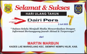 Iklan Ucapan Selamat HUT Dairi Pers ke 7 Dari Kepala Desa Lae Markelang Kab. Dairi
