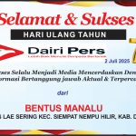 Iklan Ucapan Selamat HUT Dairi Pers ke 7 Dari Kepala Desa Lae Sering Kab. Dairi