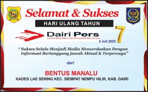 Iklan Ucapan Selamat HUT Dairi Pers ke 7 Dari Kepala Desa Lae Sering Kab. Dairi