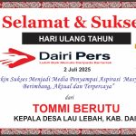 Iklan Ucapan Selamat HUT Dairi Pers ke 7 dari Kepala Desa Lau Lebah, Dairi