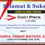 Iklan Ucapan Selamat HUT Dairi Pers ke 7 Dari Lurah Huta Gambir Kab. Dairi