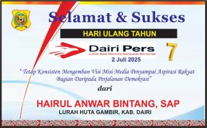 Iklan Ucapan Selamat HUT Dairi Pers ke 7 Dari Lurah Huta Gambir Kab. Dairi