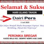 Iklan Ucapan Selamat HUT Dairi Pers ke 7 Dari Kepala Desa Maju Kab. Dairi