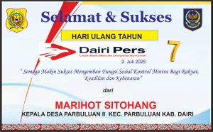 Iklan Ucapan Selamat HUT Dairi Pers ke 7 Dari Kepala Desa Parbuluan II Kab. Dairi