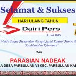 Iklan Ucapan Selamat HUT Dairi Pers ke 7 Dari Kepala Desa Parbuluan VI Kab. Dairi