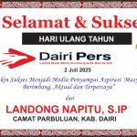 Iklan Ucapan Selamat HUT Dairi Pers ke 7 Camat Parbuluan, Kab. Dairi