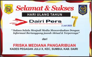 Iklan Ucapan Selamat HUT Dairi Pers ke 7 Dari Kepala Desa Pegagan Julu X Kab. Dairi