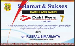 Iklan Ucapan Selamat HUT Dairi Pers ke 7 Dari Kepala DP3A2KB Kab. Dairi