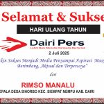 Iklan Ucapan Selamat HUT Dairi Pers ke 7 Dari Kepala Desa Sihorbo Kab. Dairi