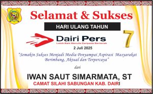 Iklan Ucapan Selamat HUT Dairi Pers ke 7 dari Camat Silahi Sabungan