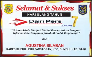 Iklan Ucapan Selamat HUT Dairi Pers ke 7 Dari Kepala Desa Sileuh leuh Parsaoran Kab. Dairi