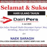 Iklan Ucapan Selamat HUT Dairi Pers ke 7 Dari Kepala Desa Sinampang Kab. Dairi