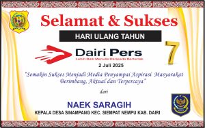 Iklan Ucapan Selamat HUT Dairi Pers ke 7 Dari Kepala Desa Sinampang Kab. Dairi