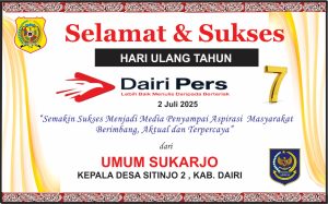 Iklan Ucapan Selamat HUT Dairi Pers ke 7 Dari Kepala Desa Sitinjo 2 Kab. Dairi