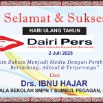 Iklan Ucapan Selamat HUT Dairi Pers ke 7 Kepala SMPN 1 Sumbul, Dairi