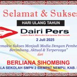 Iklan Ucapan Selamat HUT Dairi Pers ke 7 Dari Kepala SMPN 2 Siempat Nempu, Dairi