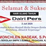 Iklan Ucapan Selamat HUT Dairi Pers ke 7 Kepala SMPN 3 Sumbul, Dairi