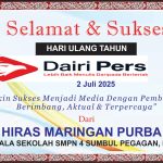 Iklan Ucapan Selamat HUT Dairi Pers ke 7 dari Kepala SMPN 4 Sumbul
