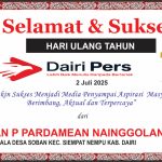 Iklan Ucapan Selamat HUT Dairi Pers ke 7 Dari Kepala Desa Soban Kab. Dairi