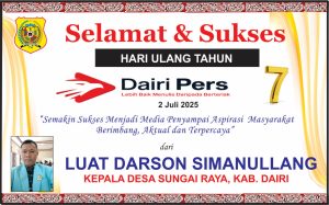 Iklan Ucapan Selamat HUT Dairi Pers ke 7 dari Kepala Desa Sungai Raya, Dairi