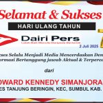 Iklan Ucapan Selamat HUT Dairi Pers ke 7 Dari Kepala Desa Tanjung Beringin Kab. Dairi