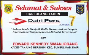 Iklan Ucapan Selamat HUT Dairi Pers ke 7 Dari Kepala Desa Tanjung Beringin Kab. Dairi