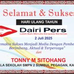 Iklan Ucapan Selamat HUT Dairi Pers ke 7 Dari Kepala SMPN 2 Sumbul, Dairi