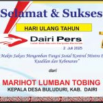 Iklan Ucapan Selamat HUT Dairi Pers ke 7 Dari Kepala Desa Buluduri Kab. Dairi