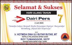 Iklan Ucapan Selamat HUT Dairi Pers ke 7 Dari BPBD Kab. Dairi