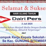 Iklan Ucapan Selamat HUT Dairi Pers ke 7 Dari K3S Kec. Gunung Sitember Kab. Dairi