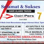 Iklan Ucapan Selamat HUT Dairi Pers ke 7 Dari Dinas Pendidikan Dairi Kab. Dairi