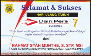 Iklan Ucapan Selamat HUT Dairi Pers ke 7 Dari Kadis Perindagkop Kab. Dairi