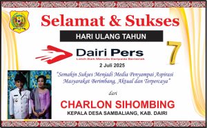 Iklan Ucapan Selamat HUT Dairi Pers ke 7 dari Kepala Desa Sambaling