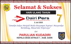 Iklan Ucapan Selamat HUT Dairi Pers ke 7 Dari Kepala Desa Sitinjo 1 Kab. Dairi