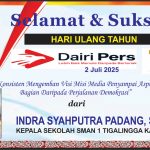 Iklan Ucapan Selamat HUT Dairi Pers ke 7 Dari Kepala SMAN 1 Tigalingga Kab. Dairi