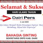 Iklan Ucapan Selamat HUT Dairi Pers ke 7 Dari Sekretaris DPRD  Kab. Dairi