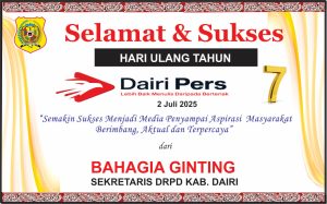 Iklan Ucapan Selamat HUT Dairi Pers ke 7 Dari Sekretaris DPRD  Kab. Dairi